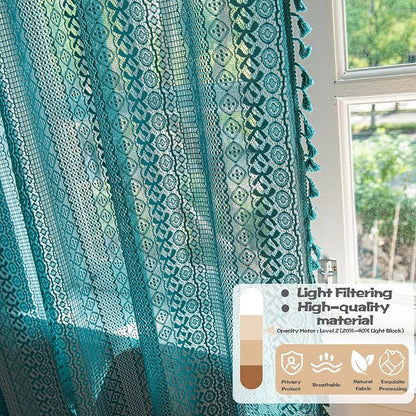 Sutuo Home Turquoise Boho Curtains - Image 4