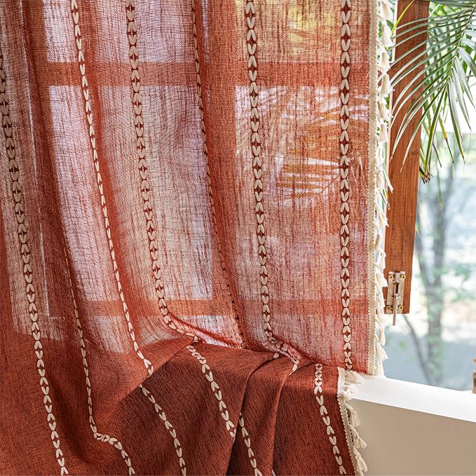 Sutuo Home Terracotta Boho Farmhouse Curtains - Image 2