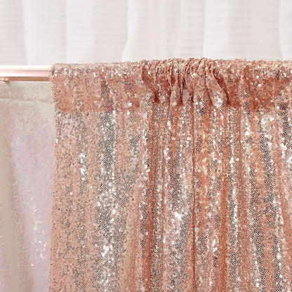Poise3EHome Rose Gold Sequin Backdrop, 2 Panels 2FTx8FT Glitter Background - Image 6