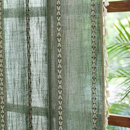 Sutuo Home Olive Green Boho Curtains - Image 3