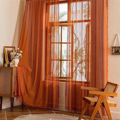 Sutuo Home Boho Sheer Curtains 63 Inch Length - Image 9