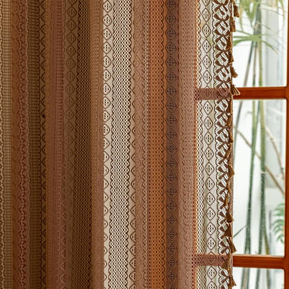 Sutuo Home Dark Coffee Lace Boho Curtains - Image 2