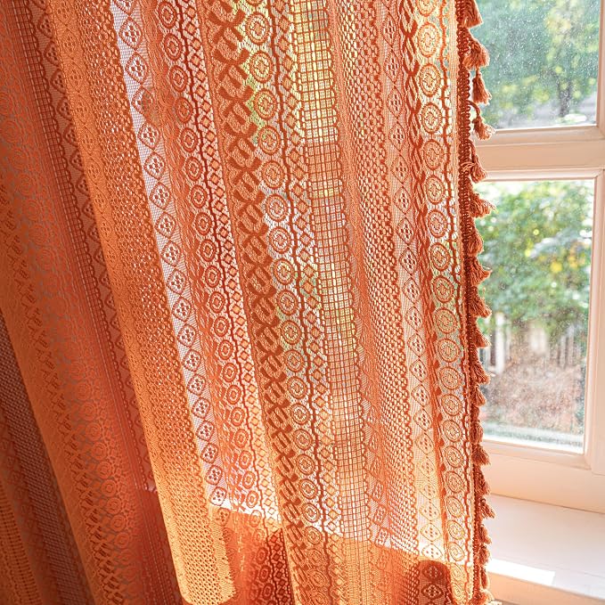 Sutuo Home Burnt Orange Boho Curtains 84 inches Long - Image 9