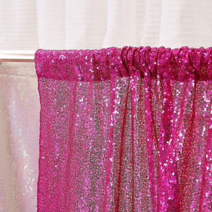 Poise3EHome Hot Pink Sequin Backdrop, 2 Panel 2x8ft Glitter Curtain - Image 6