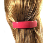 French Amie Curved Pink Large 3 ¾” Handmade Celluloid Automatic Volume Hair Clip Barrette (Pink)