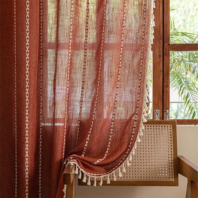 Sutuo Home Terracotta Boho Farmhouse Curtains - Image 6