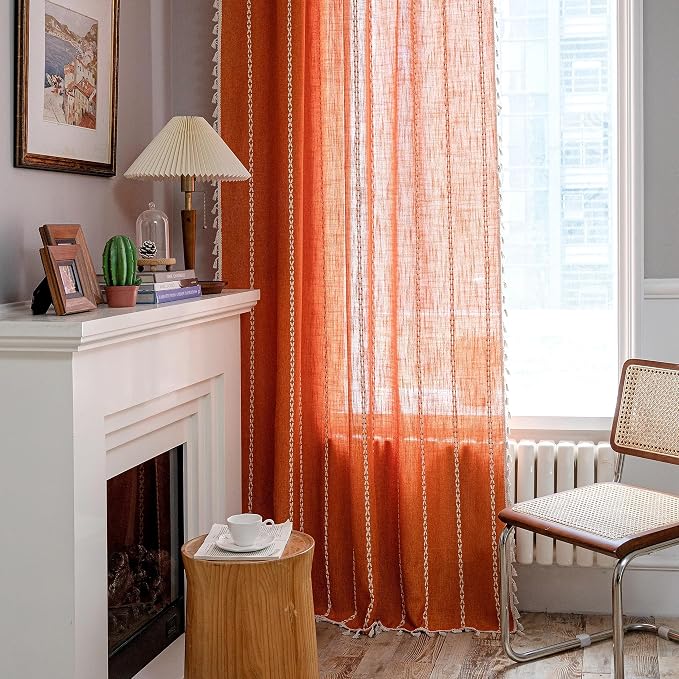 Sutuo Home Orange Boho Curtains - Image 3