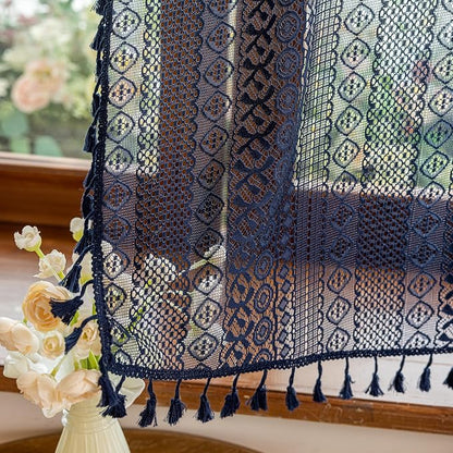 Sutuo Home Navy Blue Boho Curtains Valance 18 Inches Long - Image 7