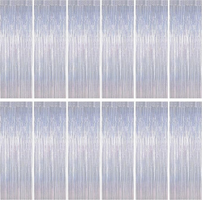 ZATAYE 12 Pack Glitter Silver New Years Eve Foil Curtain Decorations | Glitter by ZATAYE