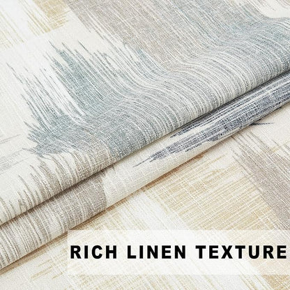 Kayne Studio Blue Tan Boho Abstract Rod Pocket Semi Sheer Curtains 84 Inch | - Image 4