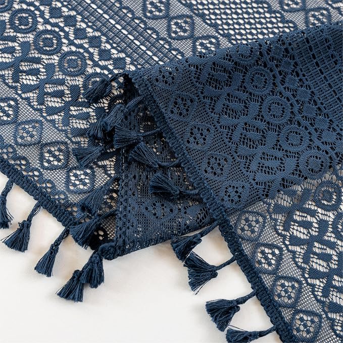Sutuo Home Navy Blue Lace Boho Curtains - Image 6