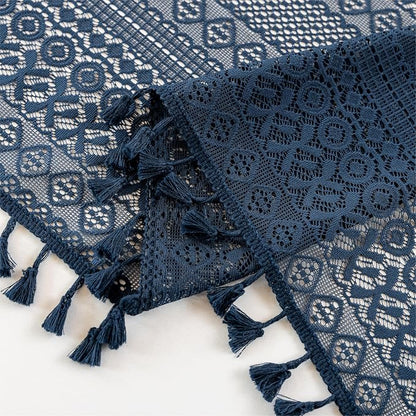 Sutuo Home Navy Blue Boho Lace Curtains - Image 6