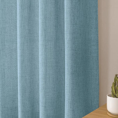 Tollpiz Linen Curtain Living Room Rod Pocket Semi Sheer Curtains Burlap Light - Image 8