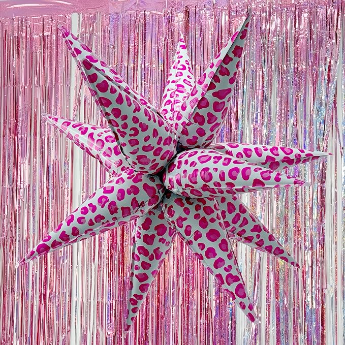 2Pcs 32 Inch Pink Leopard Explosion Star Cheetah Print Balloons/Y2K Party Decor - Image 5