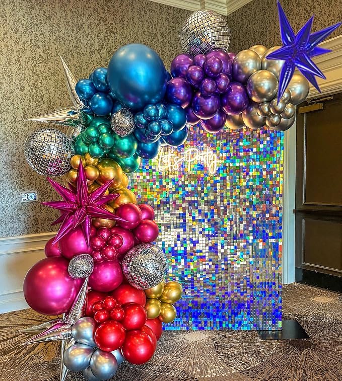 161pcs Shiny Chrome Balloon Garland Arch Kit Retro Disco Dance Party Decorations - Image 2