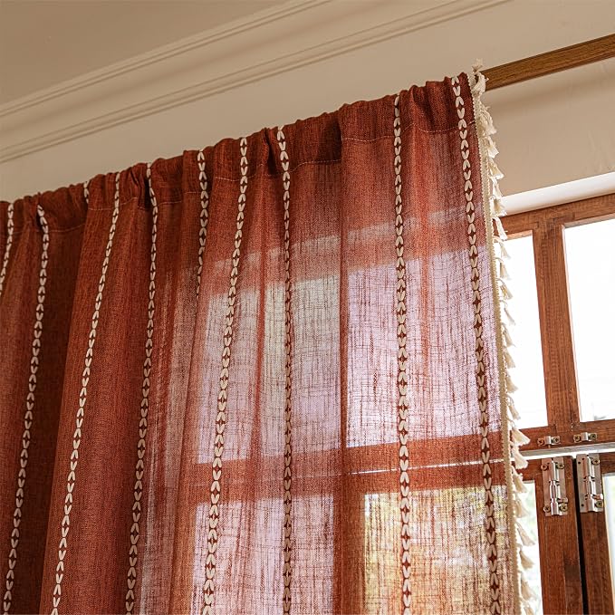 Sutuo Home Terracotta Boho Farmhouse Curtains - Image 4