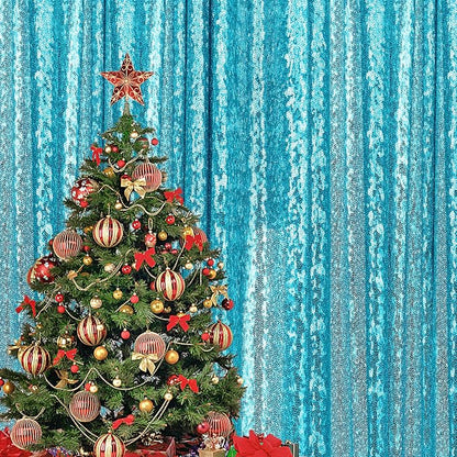 2×8FT-2PCS Turquoise Sequin Backdrop Curtains Panels, Photography Backdrop - Image 7