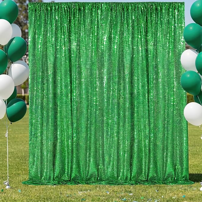 Green Sequin Backdrop Curtains-2 Panels 2FTx8FT Green Backdrop - Image 8