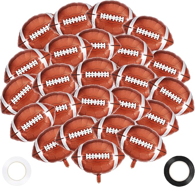 24 Pcs Football Balloons, 18 Inch Football Party Foil Balloons, Sports Mylar by YOTHORN