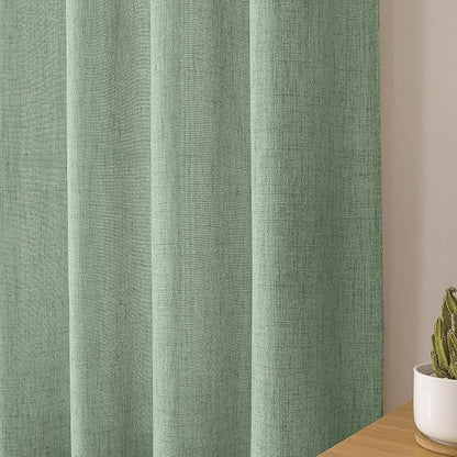 Tollpiz Short Linen Curtains Bedroom Rod Pocket Semi Sheer Curtain Burlap Light - Image 8