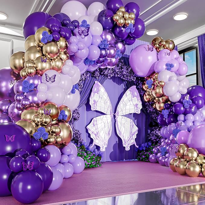 ALL-IN-1 Purple and Gold Balloon Arch & Garland Kit – Small and Large Purple - Image 6