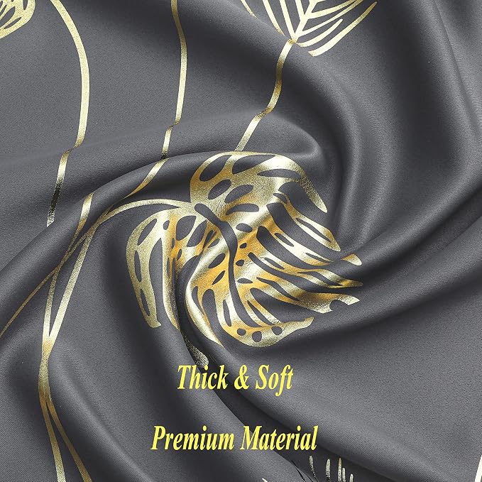Gold Wheat and Leaf Printed Curtains Light Blocking Curtains Thermal Insulated - Image 5