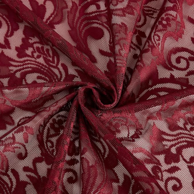 Bujasso Burgundy Lace Sheer Curtains - Image 2