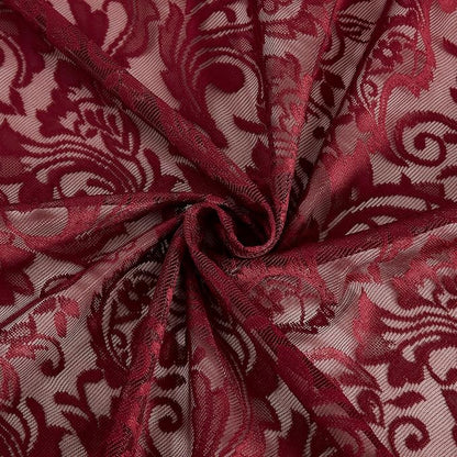 Bujasso Burgundy Lace Sheer Curtains - Image 2