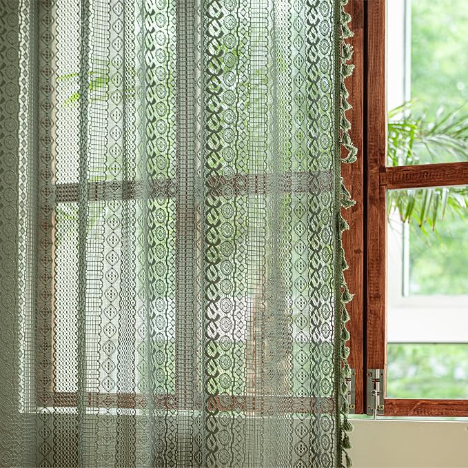 Sutuo Home Boho Curtains for Bedroom Living Room 72 inches Long, Crochet Lace - Image 8