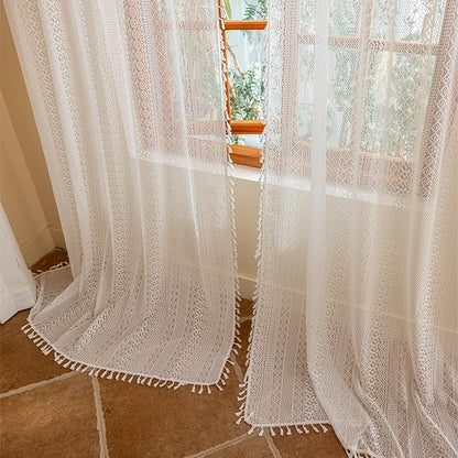 Sutuo Home White Boho Lace Curtains 96 inches Long by SutuoHome