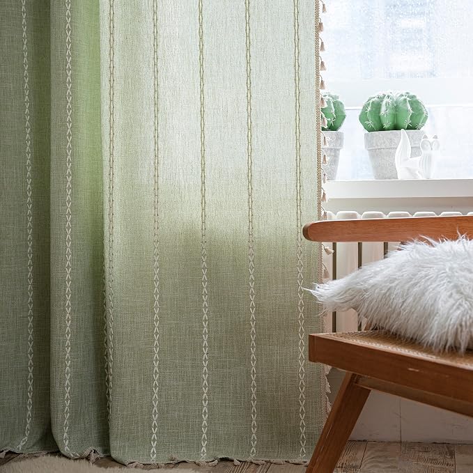 Sutuo Home Sage Green Boho Curtains - Image 3