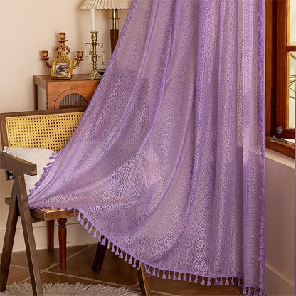 Sutuo Home Lavendar Boho Lace Curtains 72 inch Lengh - Image 8