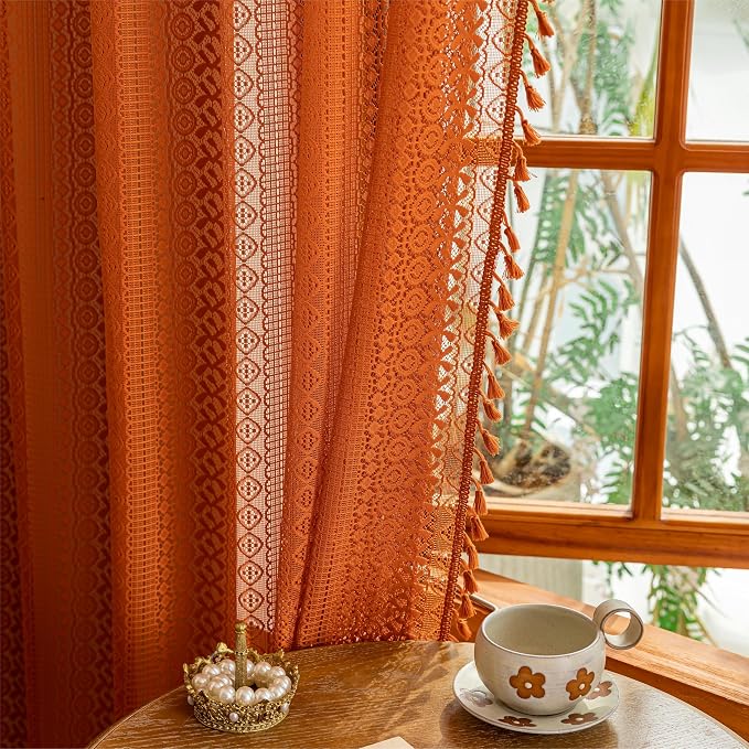 Sutuo Home Sheer Lace Boho Curtains 2 Panels by SutuoHome