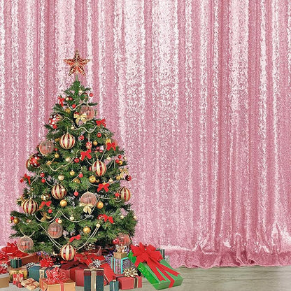 2×8FT-2PCS Light Pink Sequin Backdrop Curtains Panels, Photography Backdrop - Image 7
