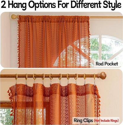 Sutuo Home Boho Curtains for Bedroom Living Room Dining Room, Crochet Lace - Image 6