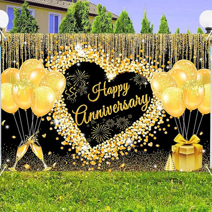 9x6 ft Floral Anniversary Backdrop Banner - Image 4