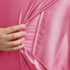 Peach Red King Size Satin Pillowcase Set of 2 with Envelope Closure,Peach Red Silk Pillowcase for Hair and Skin (20x36)