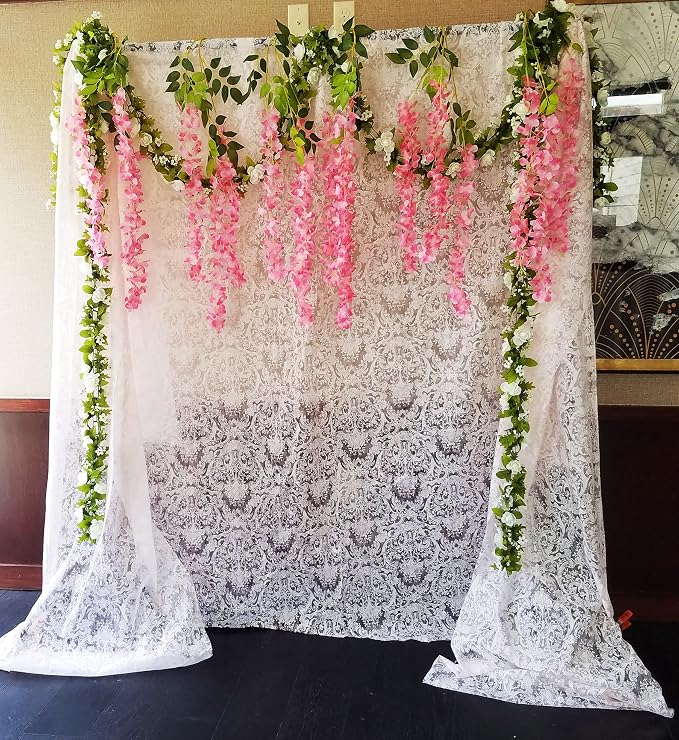 Artificial Wisteria Hanging Flowers Fake Wisteria Flower Garland Silk Vines - Image 3