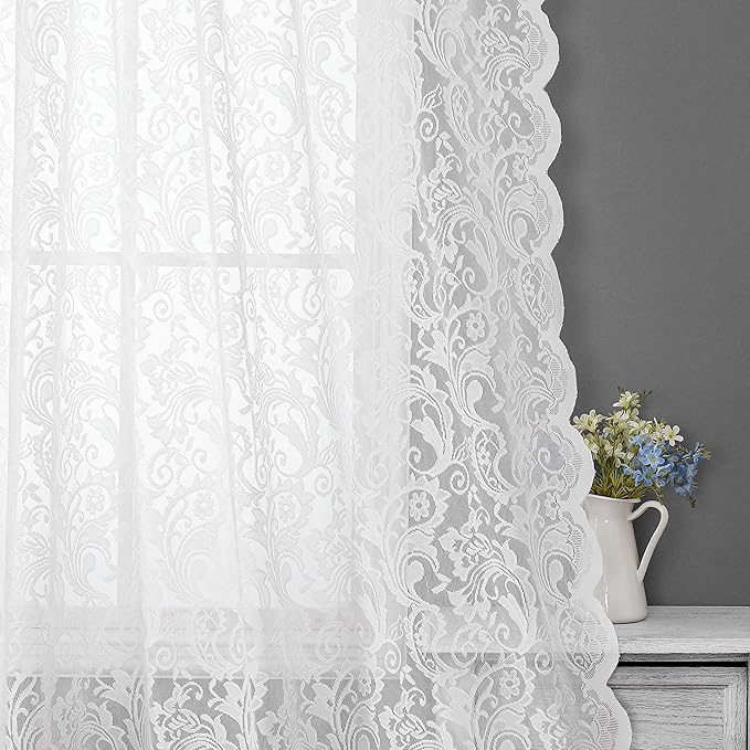 Bujasso White Lace Curtain 216 inches Long - Image 2
