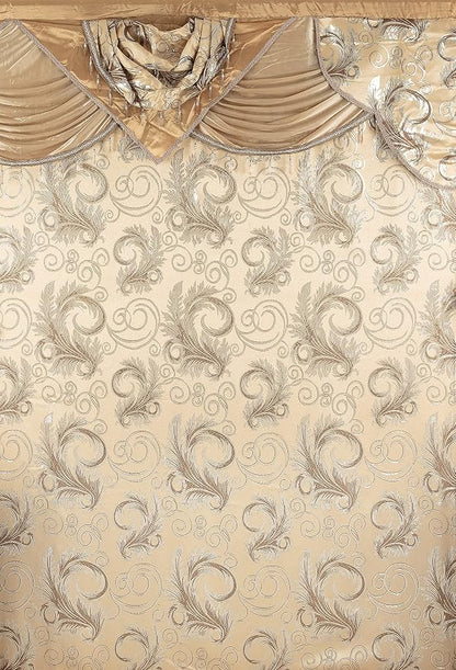 GLORY RUGS Jacquard Luxury Window 2 Panel Set Taupe Curtain - Image 6