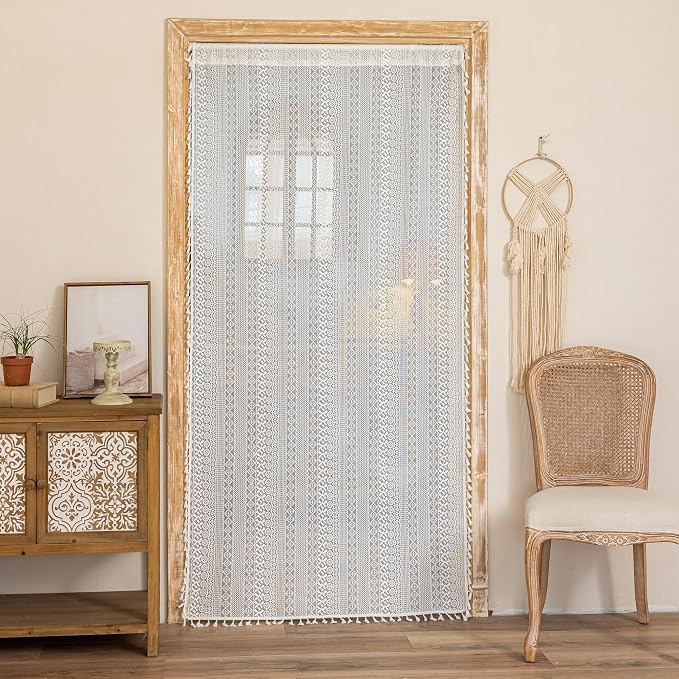 Sutuo Home White Boho Lace Sheer Door Curtain by SutuoHome