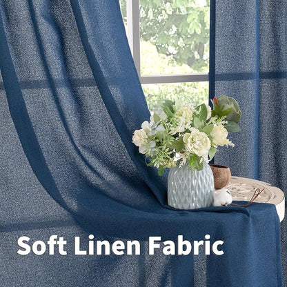 YoungsTex Navy Linen Curtains 84 Inch Length - Image 5