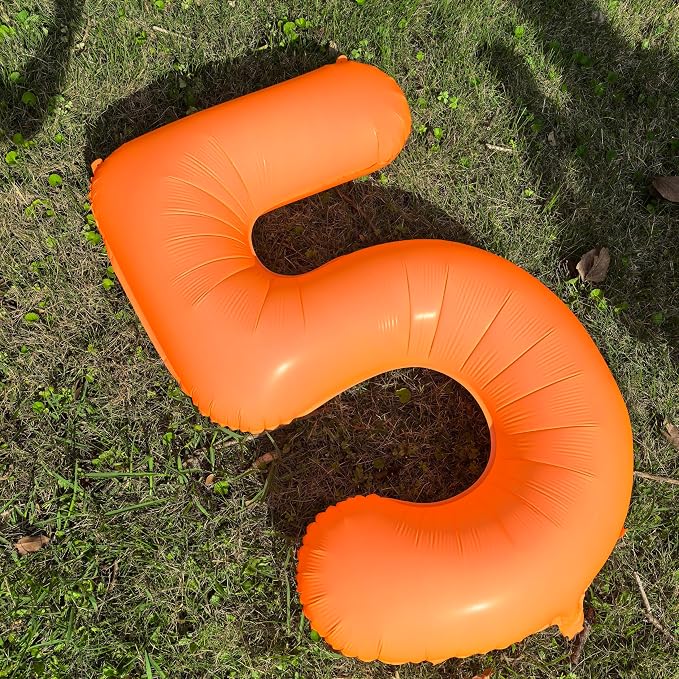 Orange Birthday Number 3 Balloon 40 inch Fluorescent Orange Number 3 | Helium - Image 4