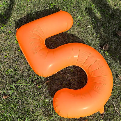 Orange Birthday Number 3 Balloon 40 inch Fluorescent Orange Number 3 | Helium - Image 4