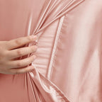 Rose Gold Satin Pillowcase Standard Set of 2 with Envelope Closure，Rose Gold Silk Pillowcase for Hair and Skin (20x26)