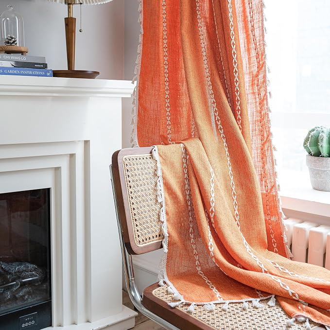 Sutuo Home Orange Boho Curtains - Image 7