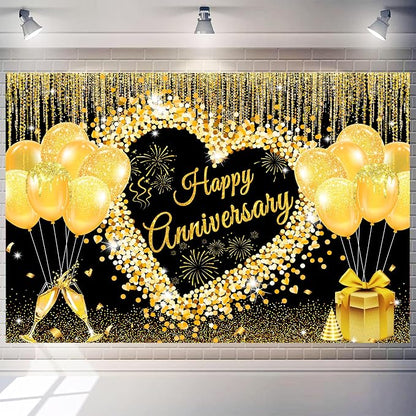 7x5 ft Floral Anniversary Backdrop Banner - Image 2