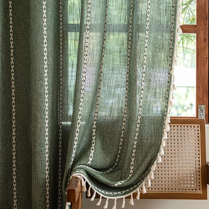 Sutuo Home Olive Green Boho Curtains - Image 6