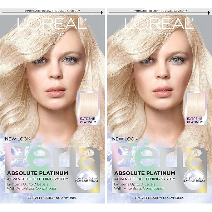 L'Oreal Paris Feria Multi-Faceted Shimmering Permanent Hair Color, Extreme Platinum, Hair Dye Kit, Pack of 2
