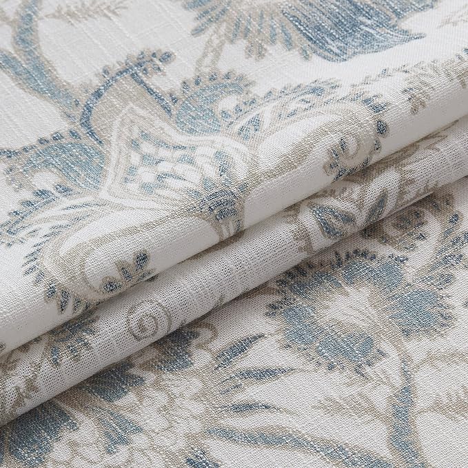Kayne Studio Blue Grey Jacobean Floral Rod Pocket Semi Sheer Curtains 84" L | - Image 5